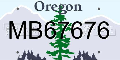 MB67676 Oregon License Plate
