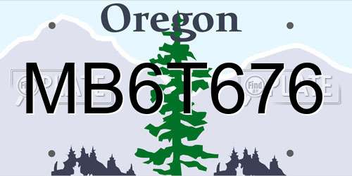 MB6T676 Oregon License Plate