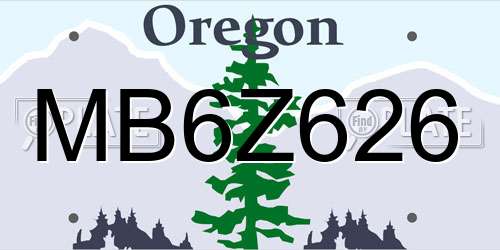 MB6Z626 Oregon License Plate