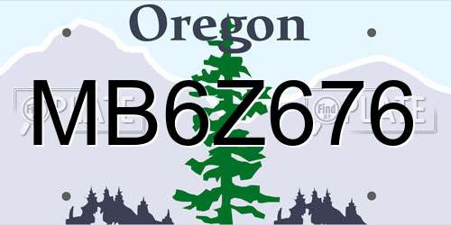 MB6Z676 Oregon License Plate