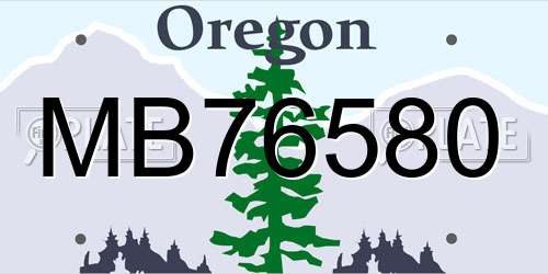 MB76580 Oregon License Plate