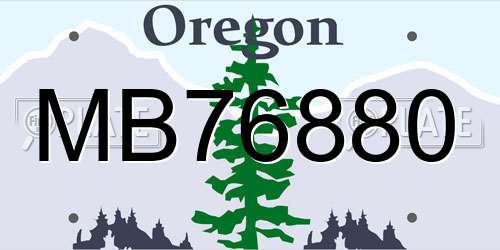 MB76880 Oregon License Plate