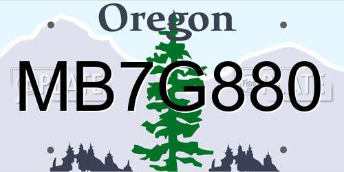 MB7G880 Oregon License Plate