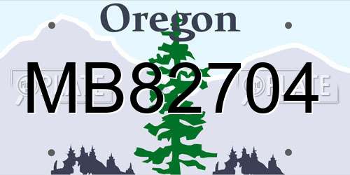 MB82704 Oregon License Plate