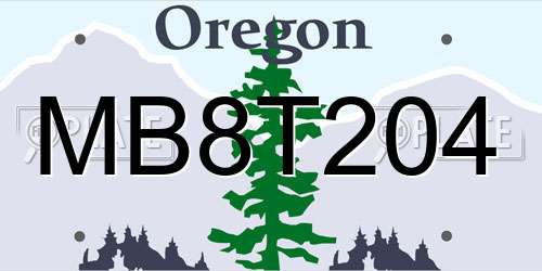 MB8T204 Oregon License Plate