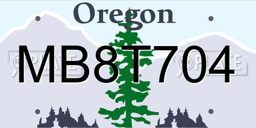 MB8T704 Oregon License Plate