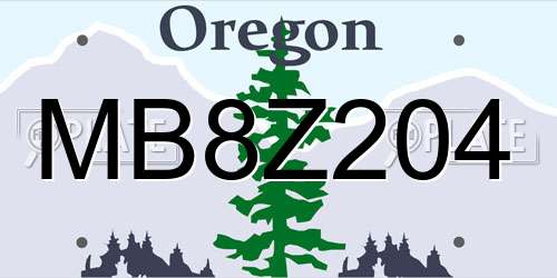 MB8Z204 Oregon License Plate