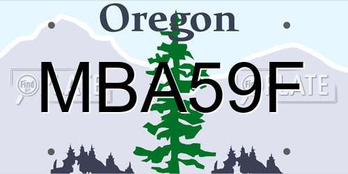 MBA59F Oregon License Plate