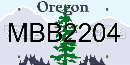 MBB2204 Oregon License Plate