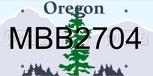 MBB2704 Oregon License Plate