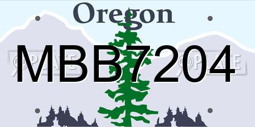 MBB7204 Oregon License Plate