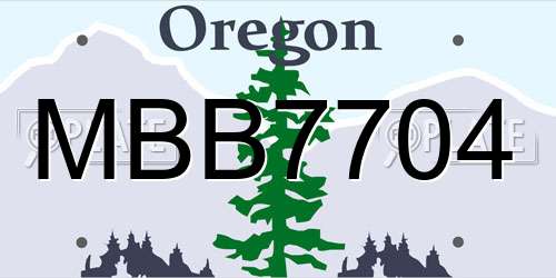 MBB7704 Oregon License Plate