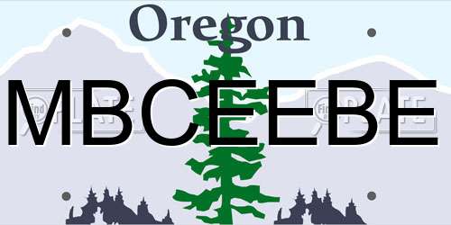 MBCEEBE Oregon License Plate