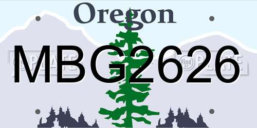 MBG2626 Oregon License Plate