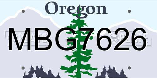 MBG7626 Oregon License Plate