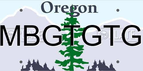 MBGTGTG Oregon License Plate