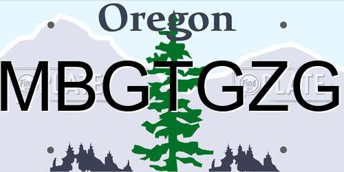 MBGTGZG Oregon License Plate