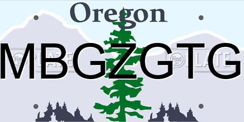 MBGZGTG Oregon License Plate