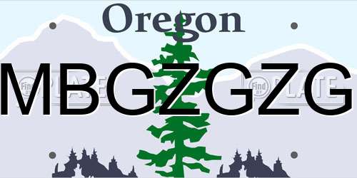 MBGZGZG Oregon License Plate