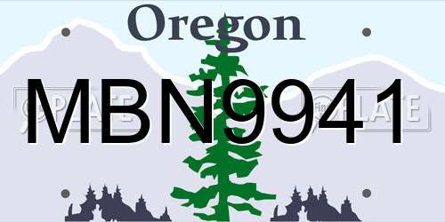 MBN9941 Oregon License Plate
