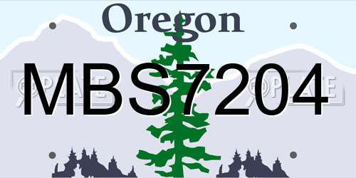 MBS7204 Oregon License Plate