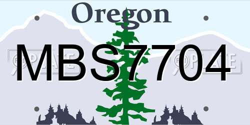 MBS7704 Oregon License Plate