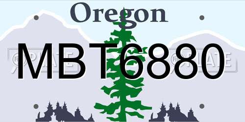 MBT6880 Oregon License Plate