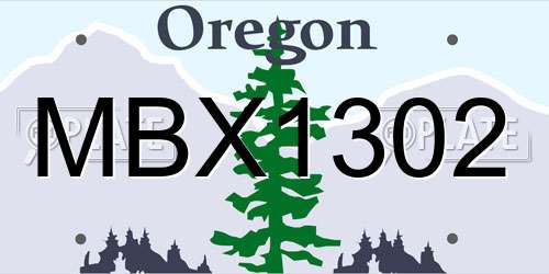 MBX1302 Oregon License Plate