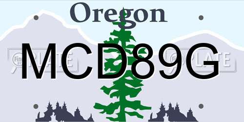 MCD89G Oregon License Plate