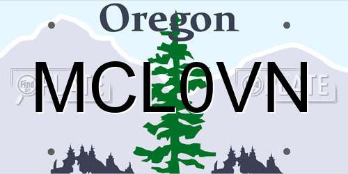 MCL0VN Oregon License Plate