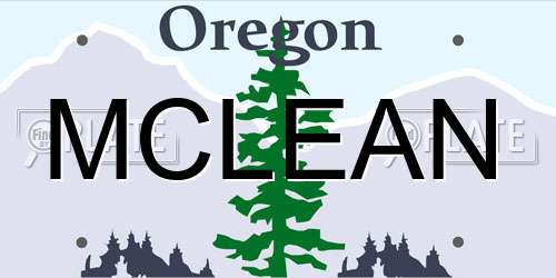 MCLEAN Oregon License Plate