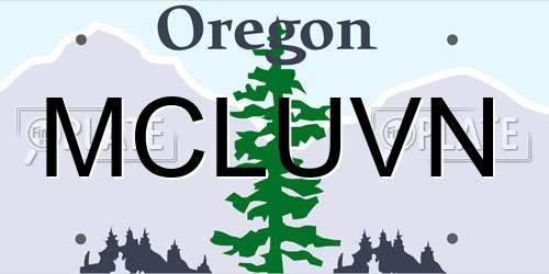 MCLUVN Oregon License Plate