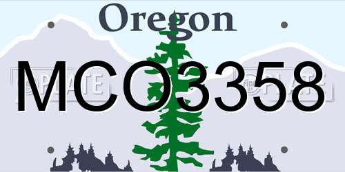 MCO3358 Oregon License Plate