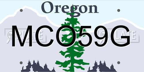 MCO59G Oregon License Plate
