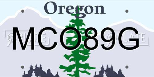 MCO89G Oregon License Plate