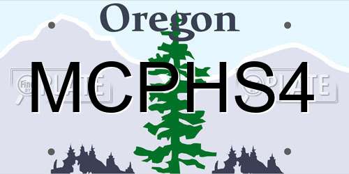 MCPHS4 Oregon License Plate