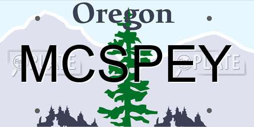 MCSPEY Oregon License Plate
