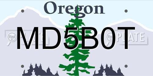 MD5B0T Oregon License Plate