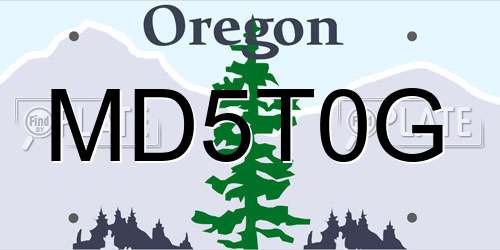 MD5T0G Oregon License Plate