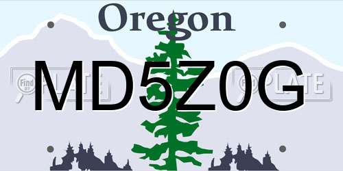 MD5Z0G Oregon License Plate