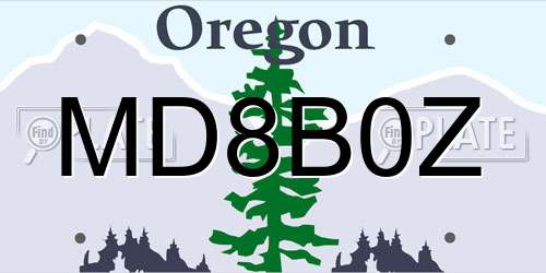 MD8B0Z Oregon License Plate