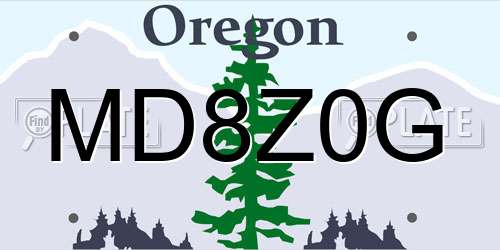 MD8Z0G Oregon License Plate