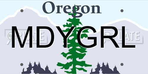 MDYGRL Oregon License Plate