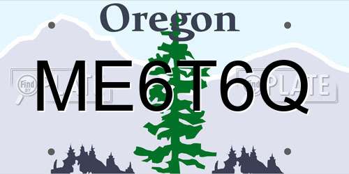 ME6T6Q Oregon License Plate