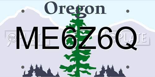 ME6Z6Q Oregon License Plate