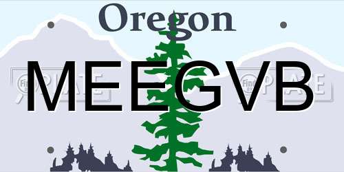 MEEGVB Oregon License Plate