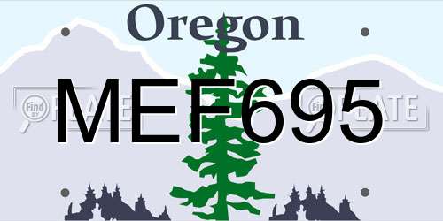 MEF695 Oregon License Plate