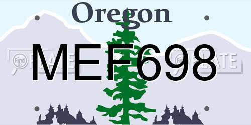 MEF698 Oregon License Plate