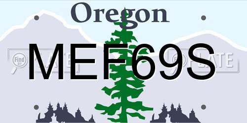 MEF69S Oregon License Plate