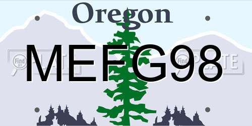 MEFG98 Oregon License Plate